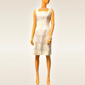 Vintage 60s Floral Jacquard Cocktail Pastel Shift Dress